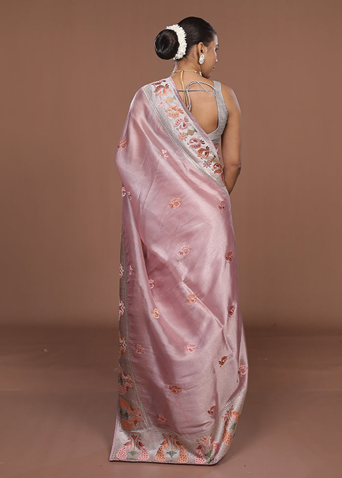 Pink Organza Saree With Blouse Piece