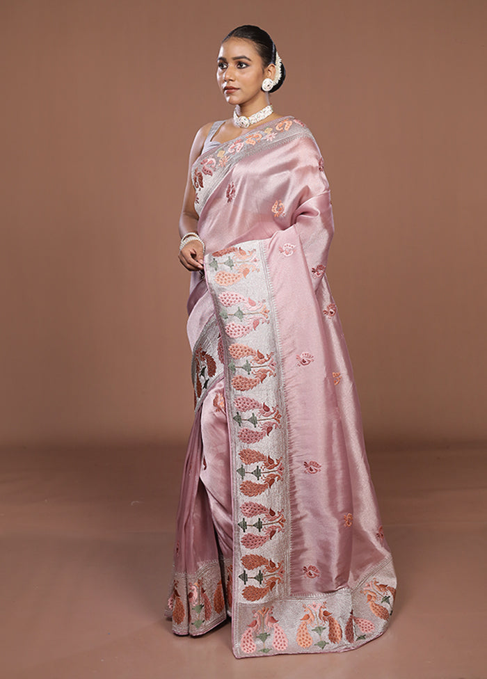 Pink Organza Saree With Blouse Piece