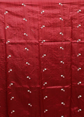 Maroon Tussar Silk Saree With Blouse Piece