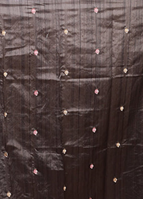 Grey Tussar Silk Saree With Blouse Piece