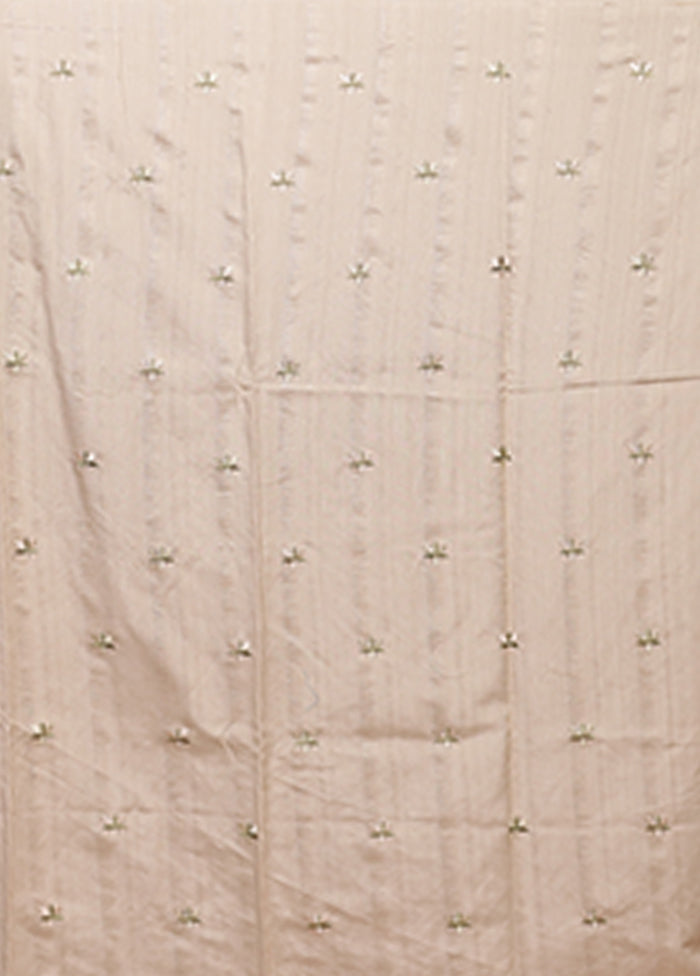 Cream Tussar Silk Saree With Blouse Piece