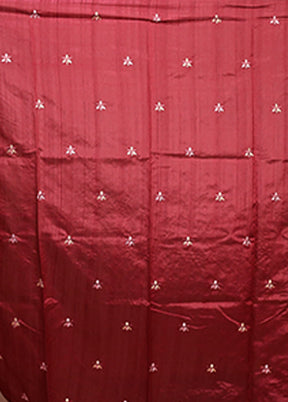 Maroon Tussar Silk Saree With Blouse Piece