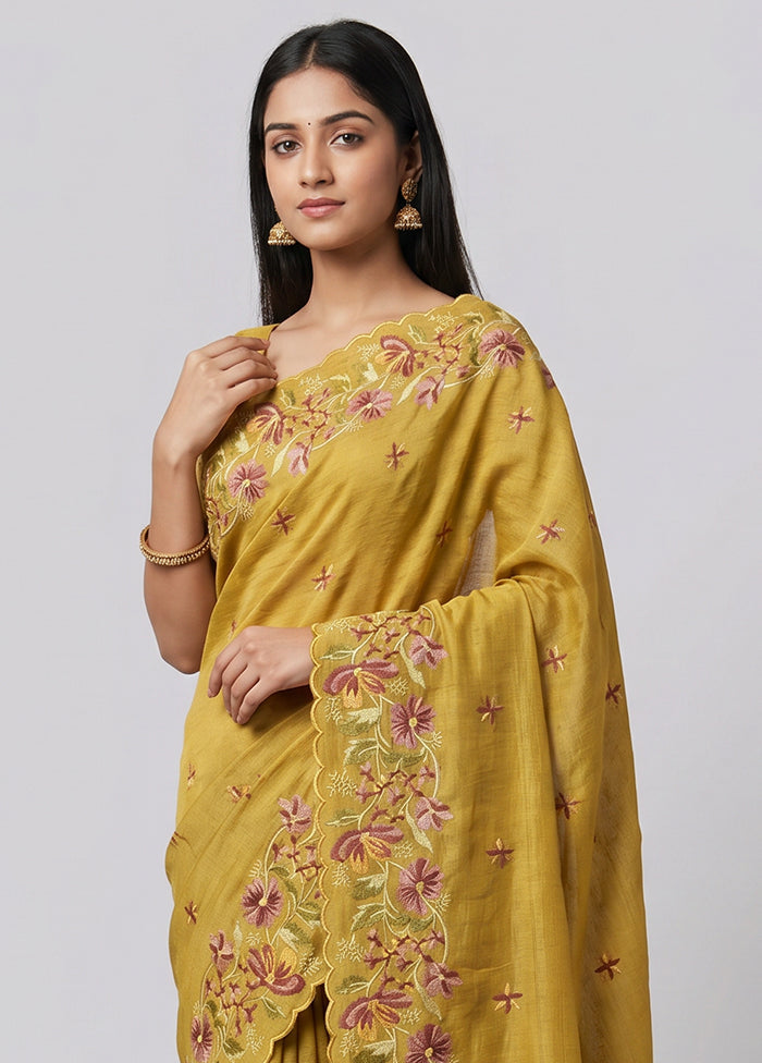 Multicolor Tussar Silk Saree With Blouse Piece