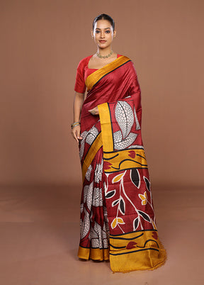 Multicolor Printed Pure Silk Saree Without Blouse Piece