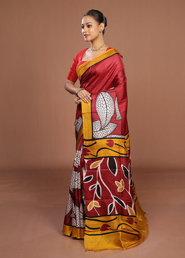 Multicolor Printed Pure Silk Saree Without Blouse Piece