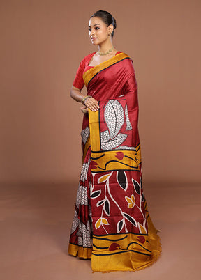 Multicolor Printed Pure Silk Saree Without Blouse Piece