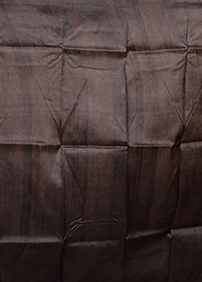 Black Printed Pure Silk Saree Without Blouse Piece