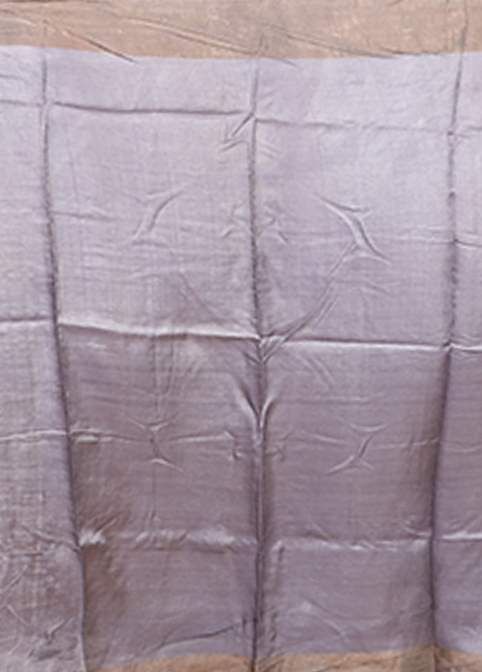 Blue Tussar Silk Saree With Blouse Piece