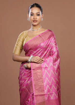 Pink Tussar Silk Saree With Blouse Piece