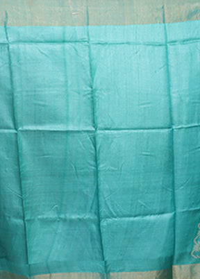 Green Tussar Silk Saree With Blouse Piece