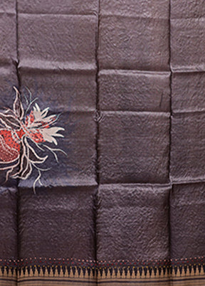 Multicolor Handloom Tussar Pure Silk Saree With Blouse Piece
