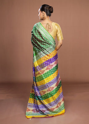 Green Pure Bishnupuri Silk Saree With Blouse Piece
