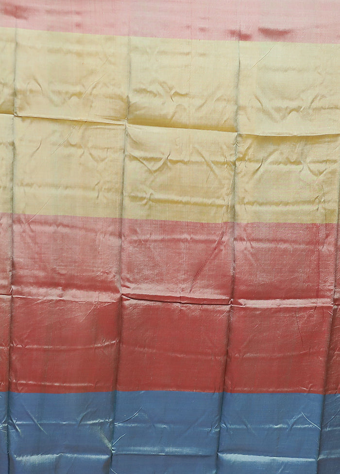 Rust Pure Bishnupuri Silk Saree With Blouse Piece
