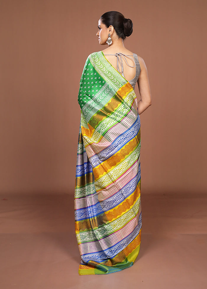 Green Pure Bishnupuri Silk Saree With Blouse Piece