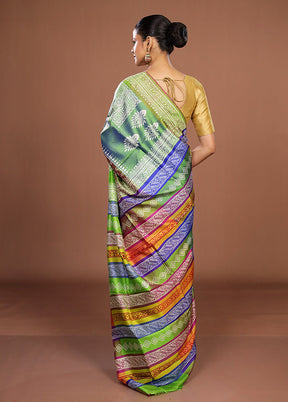 Green Pure Bishnupuri Silk Saree With Blouse Piece