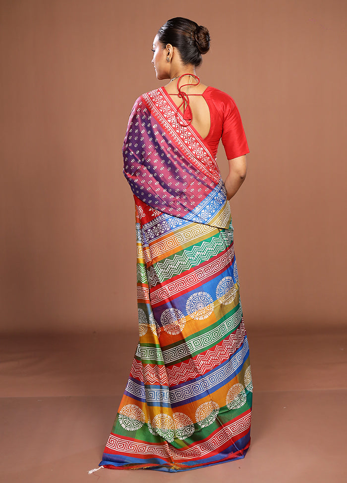 Rust Pure Bishnupuri Silk Saree With Blouse Piece