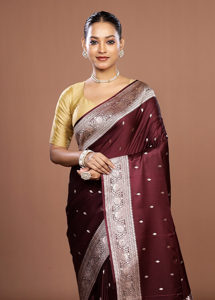 Maroon Katan Silk Saree With Blouse Piece