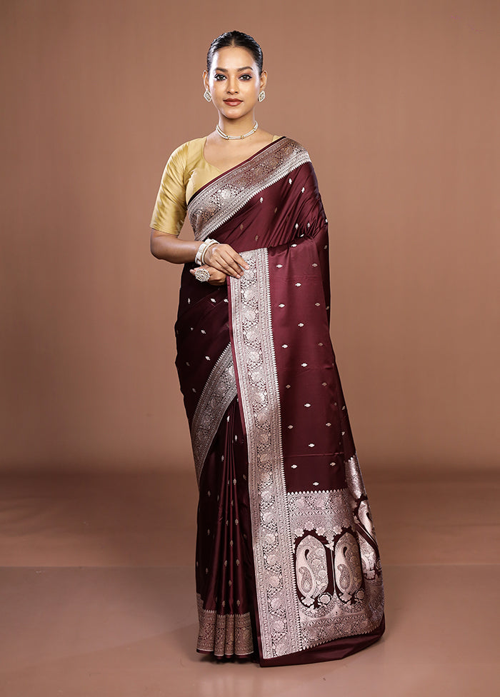 Maroon Katan Silk Saree With Blouse Piece