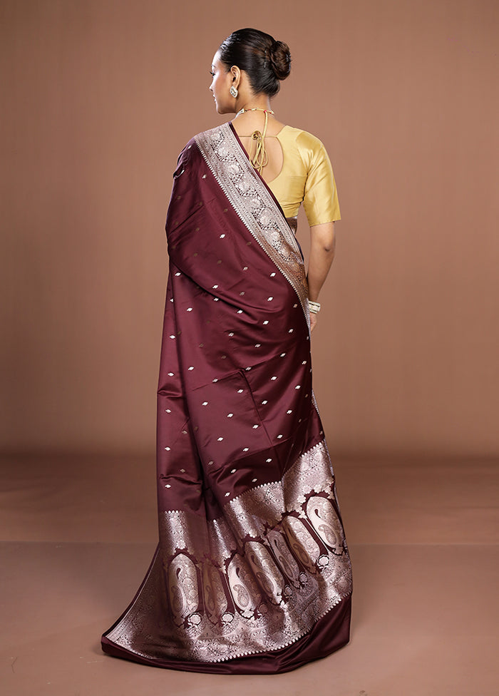 Maroon Katan Silk Saree With Blouse Piece