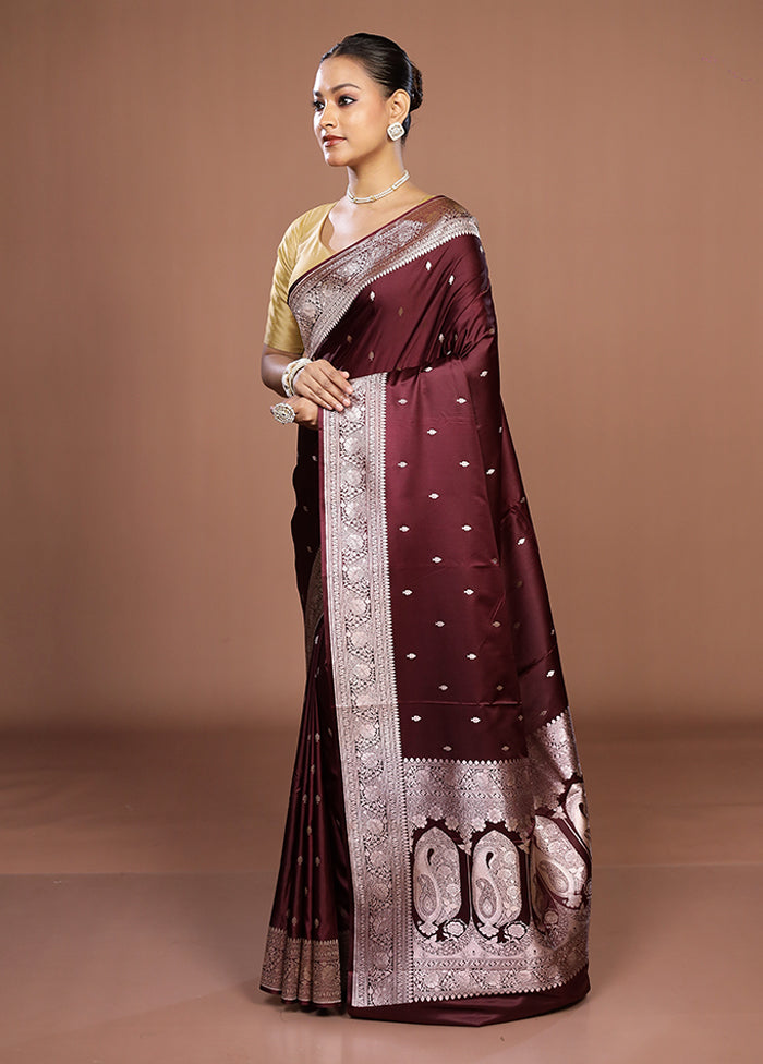 Maroon Katan Silk Saree With Blouse Piece