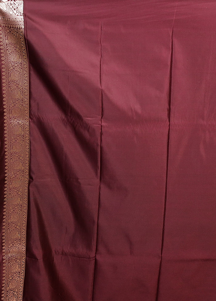 Maroon Katan Silk Saree With Blouse Piece