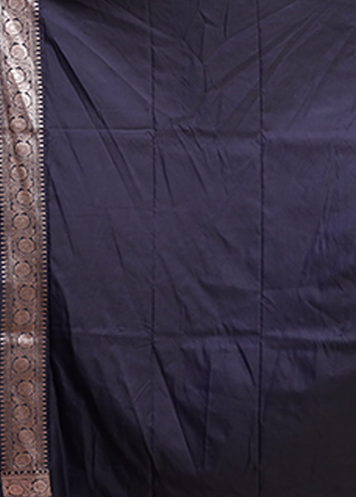 Blue Katan Silk Saree With Blouse Piece
