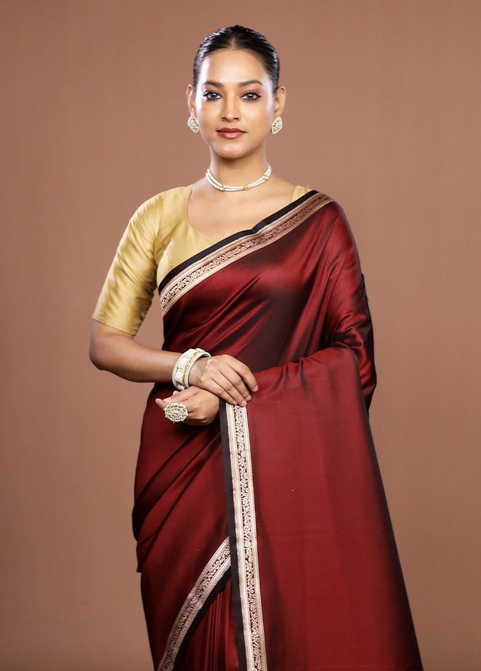 Maroon Katan Silk Saree With Blouse Piece