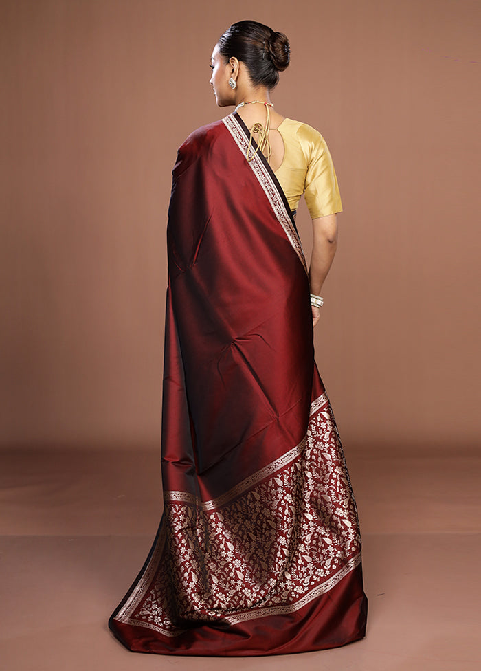 Maroon Katan Silk Saree With Blouse Piece