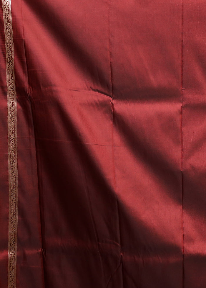 Maroon Katan Silk Saree With Blouse Piece