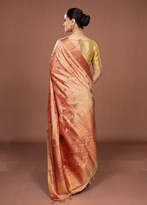 Cream Assam Silk Saree With Blouse Piece