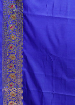 Blue Banarasi Silk Saree With Blouse Piece