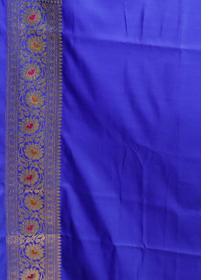 Blue Banarasi Silk Saree With Blouse Piece