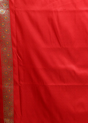 Red Banarasi Silk Saree With Blouse Piece