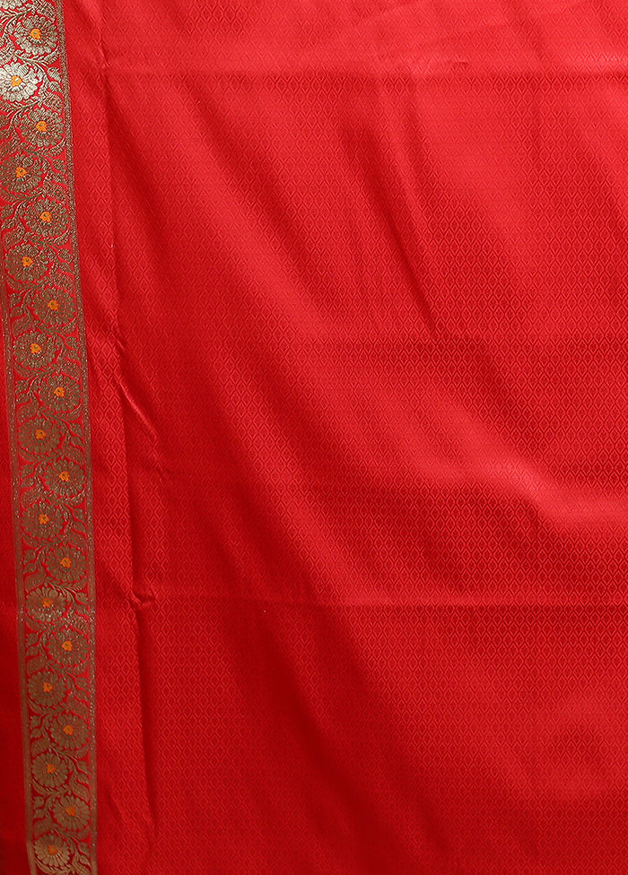 Red Banarasi Silk Saree With Blouse Piece