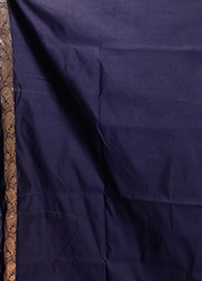 Blue Banarasi Silk Saree With Blouse Piece