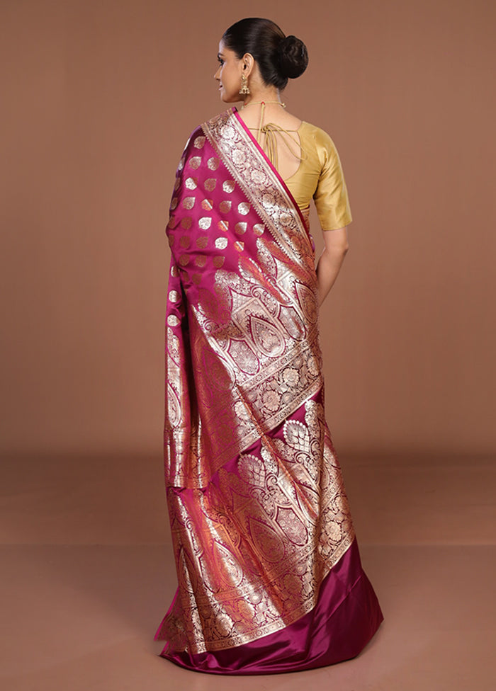 Purple Banarasi Silk Saree With Blouse Piece