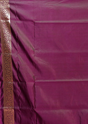 Purple Banarasi Silk Saree With Blouse Piece