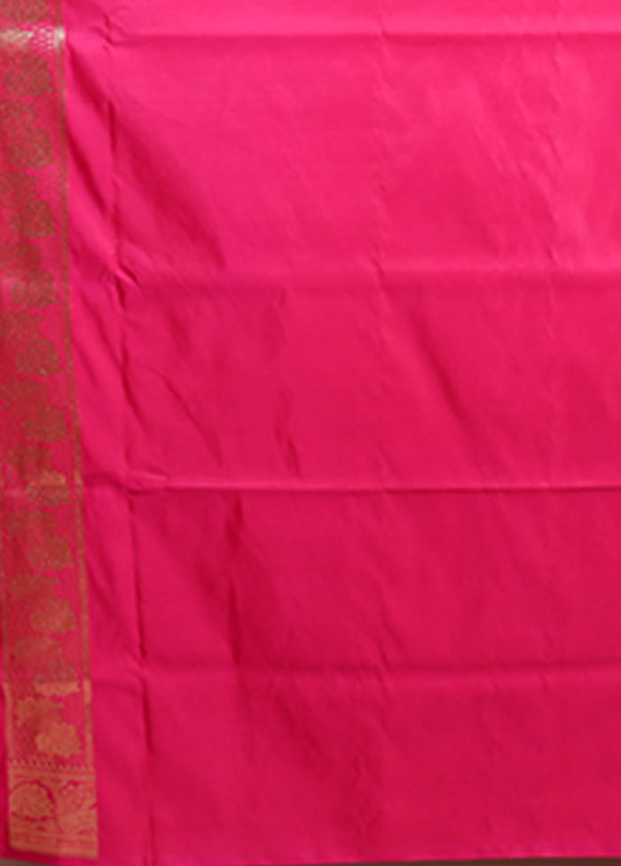 Pink Banarasi Silk Saree With Blouse Piece