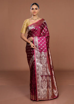 Purple Banarasi Silk Saree With Blouse Piece