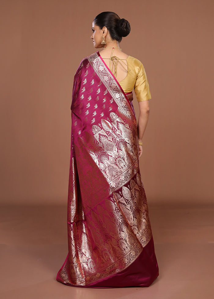 Purple Banarasi Silk Saree With Blouse Piece