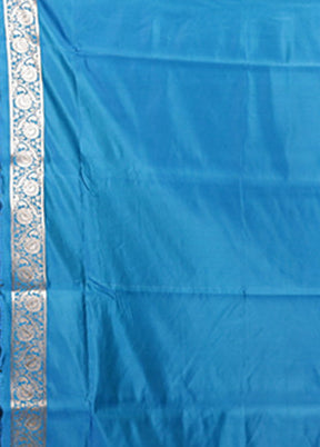 Blue Banarasi Silk Saree With Blouse Piece