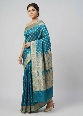 Green Banarasi Silk Saree With Blouse Piece