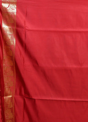 Maroon Banarasi Silk Saree With Blouse Piece