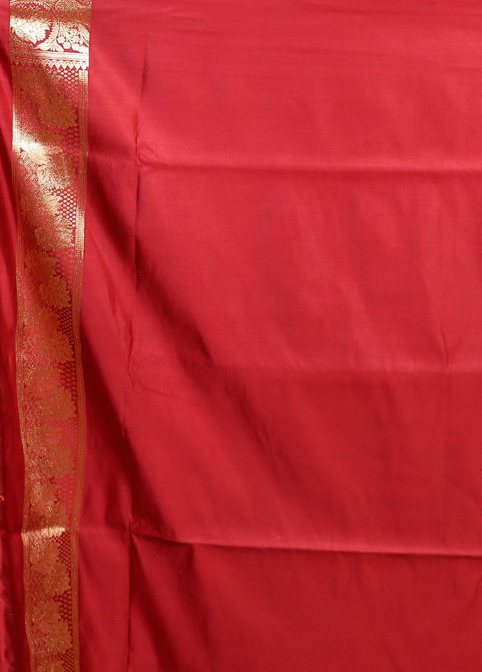 Maroon Banarasi Silk Saree With Blouse Piece