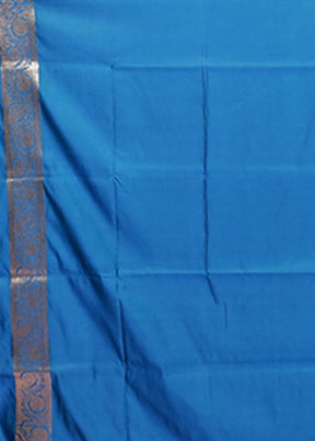 Blue Banarasi Silk Saree With Blouse Piece
