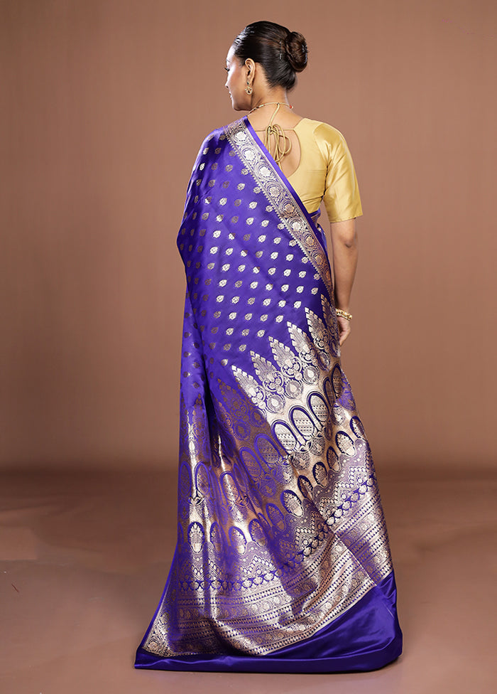 Blue Banarasi Silk Saree With Blouse Piece