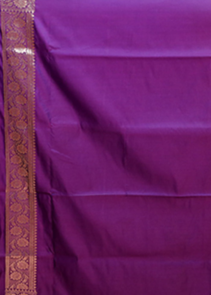 Purple Banarasi Silk Saree With Blouse Piece