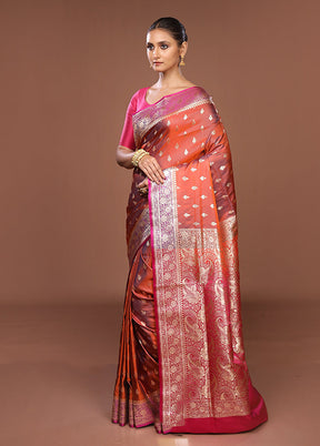 Yellow Banarasi Silk Saree With Blouse Piece