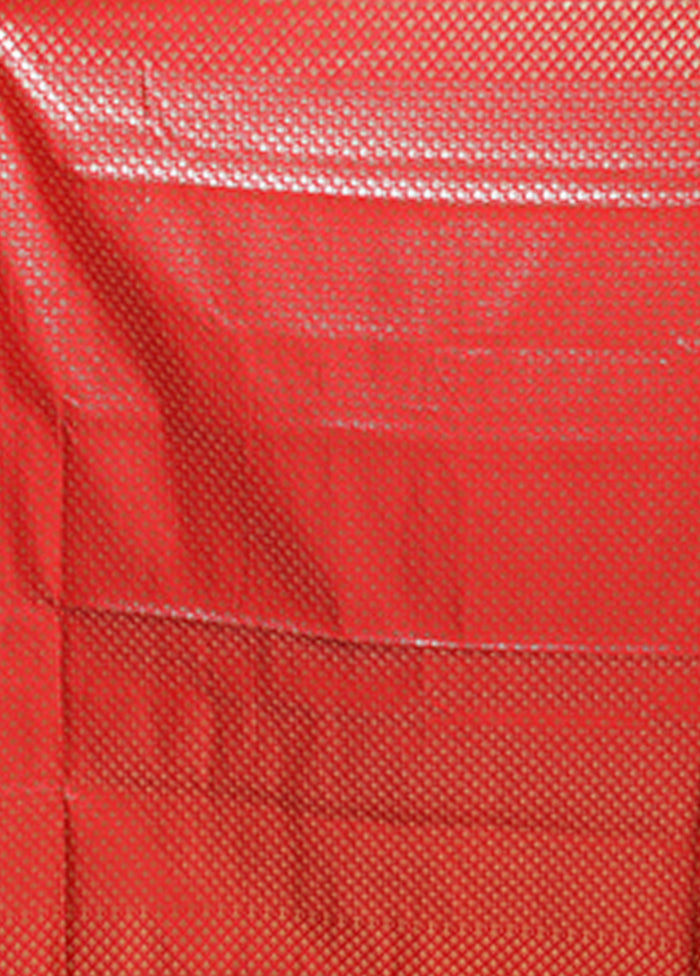 Red Banarasi Silk Saree With Blouse Piece