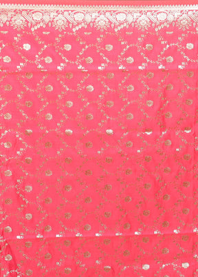 Pink Banarasi Silk Saree With Blouse Piece